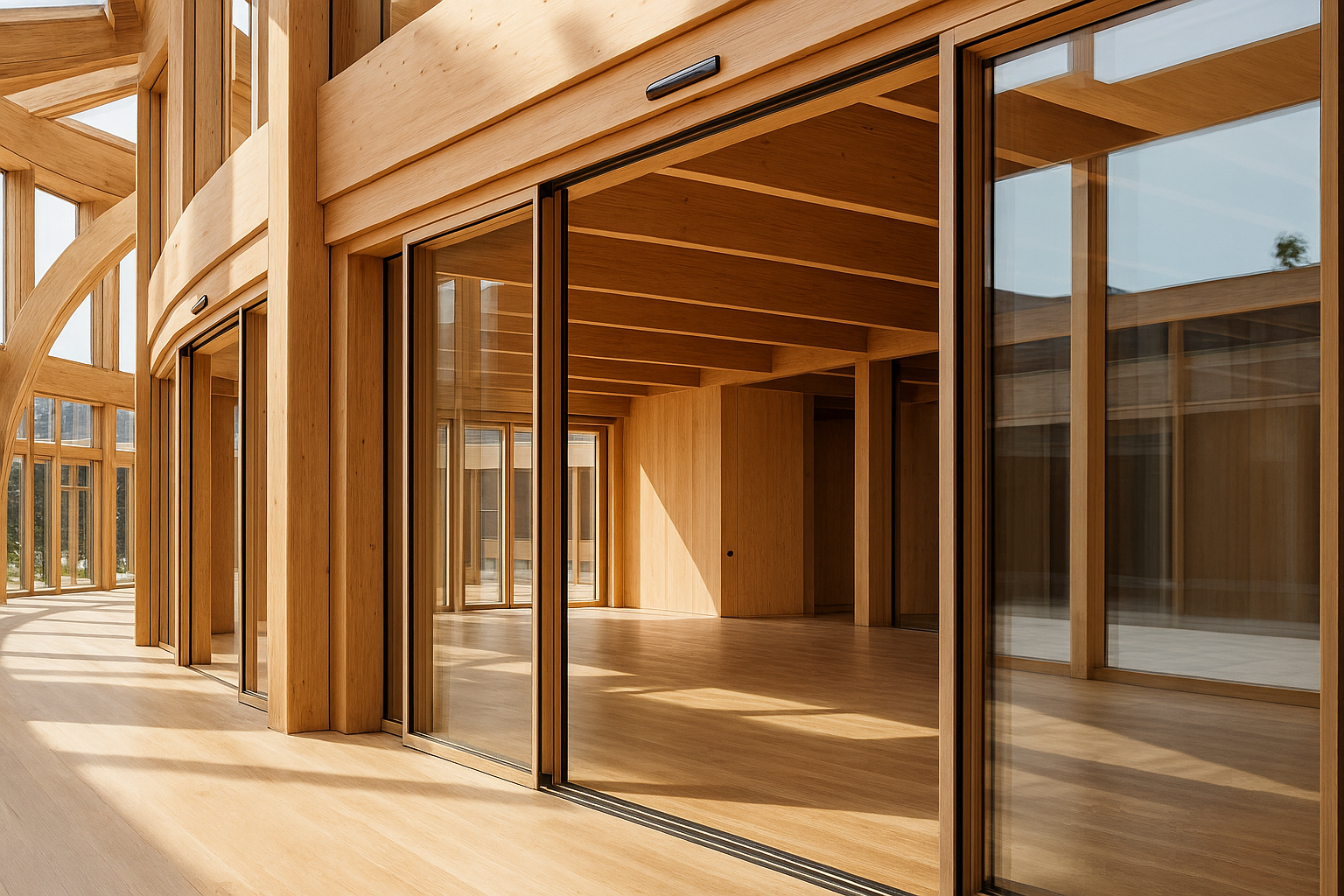 Architecture en bois avec portes automatiques